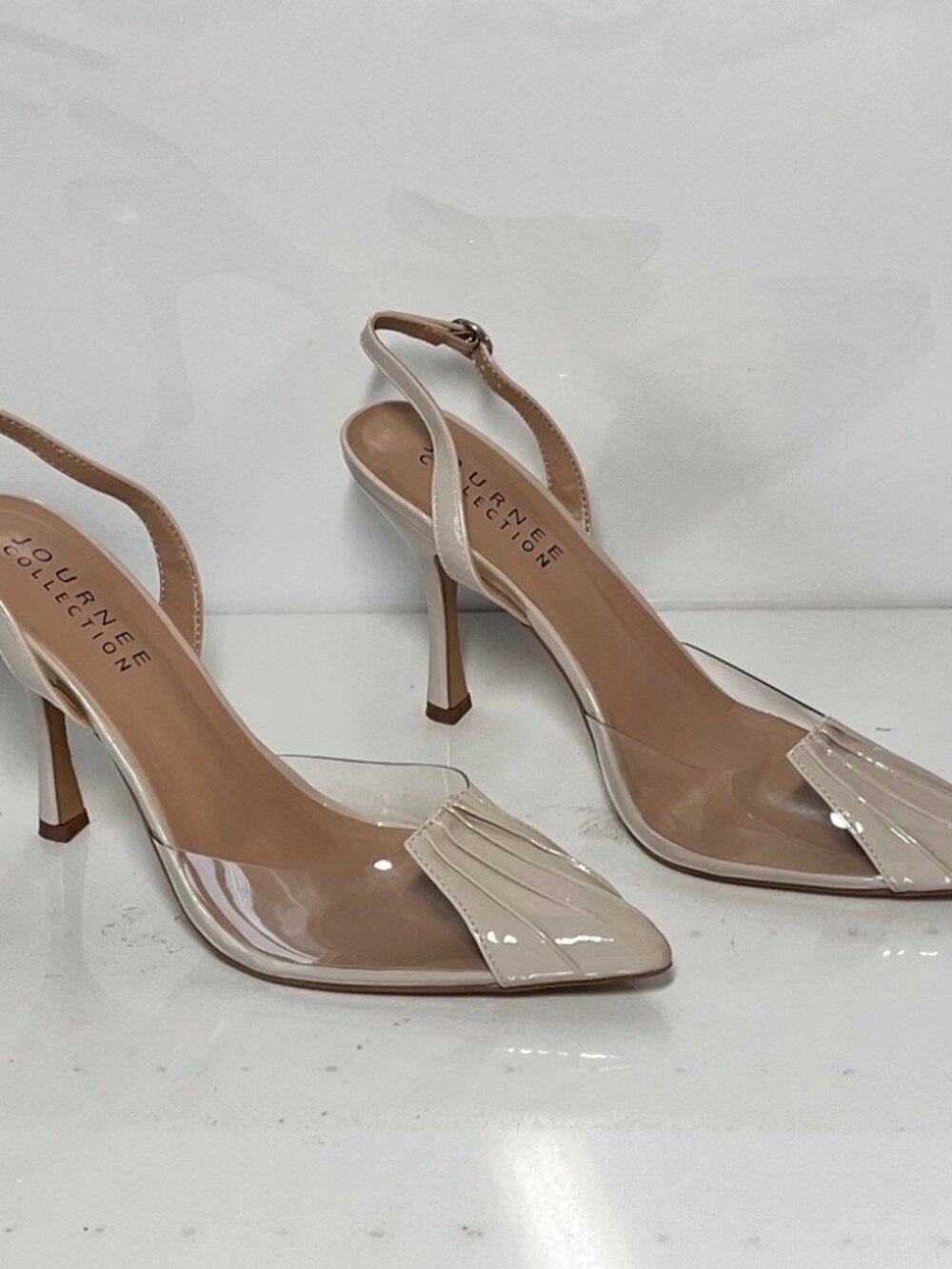 Journee Collection Ivyann Vegan Leather and Lucite Stiletto Pumps